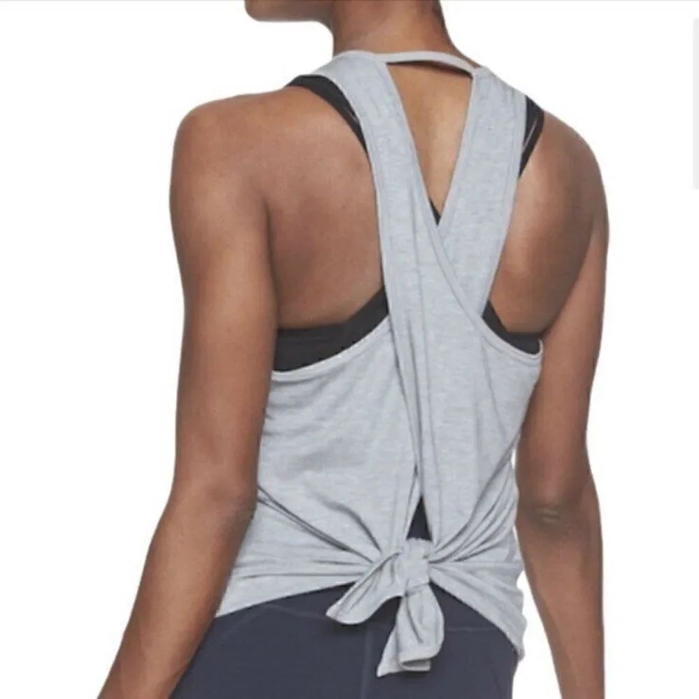 ATHLETA Essence Open Back Tank Gray - Picture 4 of 8
